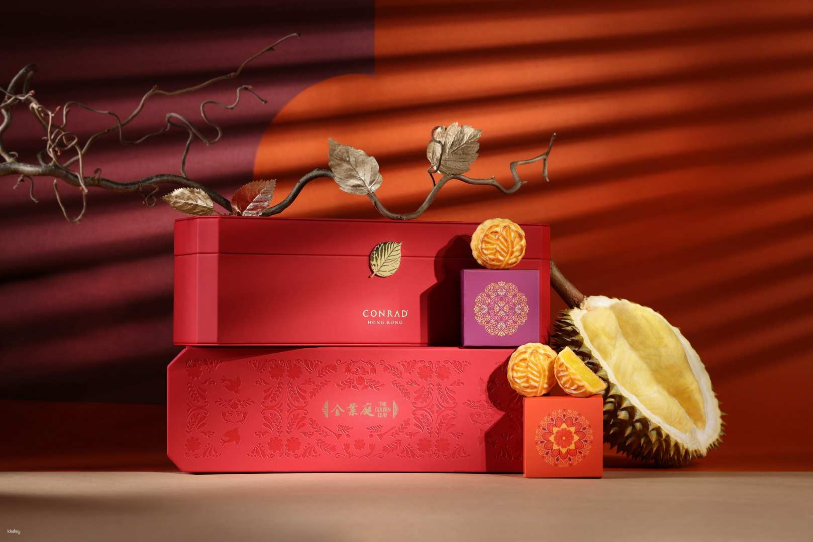 Conrad Hong Kong | Mid-Autumn Festival Mooncake Collection | White Lotus Seed Paste with Double Egg Yolk Mooncakes | Mini Black Sesame Mooncakes | Mini Musang King Durian Mooncakes | Mini Creamed Egg Yolk Mooncakes - Photo 1 of 8
